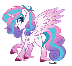 Size: 969x889 | Tagged: safe, artist:lullabyprince, artist:wicked-red-art, princess flurry heart, alicorn, pony, icey-verse, g4, alternate hairstyle, base used, commission, female, mare, older, older flurry heart, open mouth, raised hoof, simple background, solo, tattoo, transparent background, unshorn fetlocks