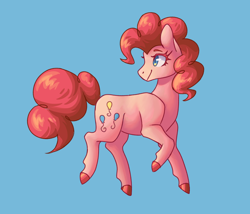 Size: 2800x2400 | Tagged: safe, artist:flaming-trash-can, pinkie pie, earth pony, pony, g4, blue background, colored hooves, high res, simple background, solo