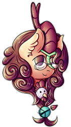 Size: 2258x4000 | Tagged: safe, artist:coco-drillo, oc, oc only, oc:nouth, bird, chicken, kirin, pony, accessories, animal, bust, cute, ear fluff, glasses, hen, horn, kirin oc, looking at you, pet, portrait, simple background, solo, transparent background