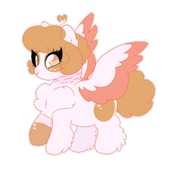 Size: 624x611 | Tagged: safe, artist:bubbled-tea-dreams, oc, oc only, oc:heather sweet feathers, pegasus, pony, chest fluff, female, fluffy, mare, no pupils, scar, simple background, solo, spread wings, transparent background, wings