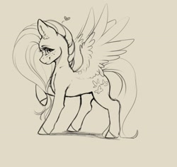 Size: 2889x2716 | Tagged: safe, artist:miokomata, fluttershy, pegasus, pony, g4, concave belly, cute, female, floating heart, freckles, freckleshy, heart, high res, mare, monochrome, raised hoof, shyabetes, simple background, solo