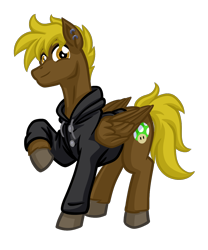 Size: 1000x1200 | Tagged: safe, artist:texasuberalles, oc, oc only, oc:bricomaniaco, pegasus, pony, 2021 community collab, derpibooru community collaboration, clothes, colored hooves, ear piercing, earring, hoodie, jewelry, looking at you, male, piercing, simple background, solo, stallion, transparent background