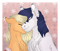 Size: 1280x1098 | Tagged: safe, artist:akumajdragon, applejack, oc, oc:constance everheart, pony, g4, canon x oc, everjack, female, male, shipping, straight