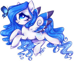 Size: 945x783 | Tagged: safe, artist:misspinka, oc, oc only, oc:rainjay swann, butterfly, pegasus, pony, colored wings, female, mare, multicolored wings, simple background, solo, transparent background, wings