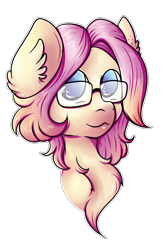 Size: 1952x2928 | Tagged: safe, artist:coco-drillo, oc, oc only, oc:barpy, pegasus, pony, bust, chest fluff, cute, ear fluff, glasses, looking at you, not fluttershy, outline, pegasus oc, portrait, simple background, solo, transparent background