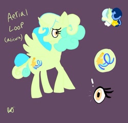 Size: 939x901 | Tagged: safe, artist:thatknuxandsilverfan, vapor trail, oc, oc:aerial loop, oc:swirlee doo, alicorn, pegasus, pony, unicorn, g4, alicorn oc, color palette, commissioner:bigonionbean, cutie mark, female, fusion, fusion:aerial loop, horn, mare, merging, wings, writer:bigonionbean