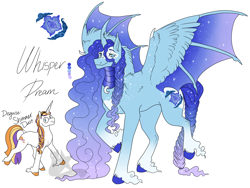 Size: 1260x950 | Tagged: safe, artist:arexstar, oc, oc:whisper dream, bat pony, pony, unicorn, magical lesbian spawn, offspring, parent:fluttershy, parent:princess luna, parents:lunashy, simple background, white background