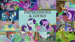 Size: 1962x1103 | Tagged: safe, edit, edited screencap, editor:quoterific, screencap, applejack, discord, fluttershy, gallus, maud pie, mudbriar, neigh sayer, ocellus, pegasus olsen, peggy holstein, pinkie pie, princess celestia, princess luna, rainbow dash, rarity, sandbar, silverstream, smolder, soarin', spike, starlight glimmer, twilight sparkle, yona, alicorn, draconequus, dragon, earth pony, pegasus, pony, unicorn, yak, a hearth's warming tail, a matter of principals, celestial advice, discordant harmony, dungeons and discords, g4, horse play, newbie dash, rock solid friendship, testing testing 1-2-3, the cutie pox, the gift of the maud pie, the lost treasure of griffonstone, the maud couple, alternate hairstyle, book, clothes, clothing damage, cosplay, costume, female, fluttershy suit, heart eyes, imitation, impersonating, lunarity, mane seven, mane six, mane swap, meme, pen and paper rpg, prosthetic butt, rainbow fash, rariball, rpg, shylestia, student six, twilight sparkle (alicorn), twilight's castle, wingding eyes