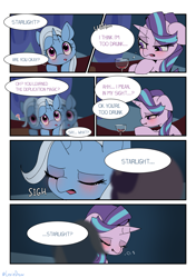 Size: 3035x4299 | Tagged: safe, artist:lexiedraw, starlight glimmer, trixie, pony, unicorn, g4, alcohol, blushing, comic, dialogue, drink, drunk, female, high res, lesbian, ship:startrix, shipping