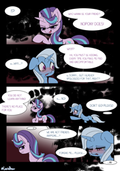 Size: 3035x4299 | Tagged: safe, artist:lexiedraw, starlight glimmer, trixie, pony, unicorn, g4, blushing, comic, crying, dialogue, drunk, female, high res, lesbian, open mouth, ship:startrix, shipping, speech bubble