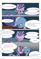 Size: 3035x4299 | Tagged: safe, artist:lexiedraw, starlight glimmer, trixie, pony, unicorn, g4, blushing, comic, dialogue, drunk, female, high res, lesbian, ship:startrix, shipping