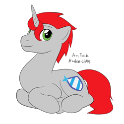 Size: 800x800 | Tagged: safe, artist:haden-2375, oc, oc only, pony, unicorn, art trade, simple background, sitting, solo, white background