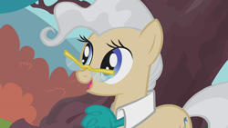 Size: 1920x1080 | Tagged: safe, screencap, mayor mare, earth pony, pony, g4, winter wrap up, female, glasses, mare, smiling, solo