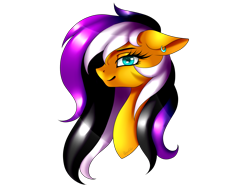 Size: 1600x1200 | Tagged: safe, artist:minelvi, oc, oc only, earth pony, pony, bust, ear piercing, earring, earth pony oc, eyelashes, jewelry, piercing, simple background, smiling, solo, transparent background