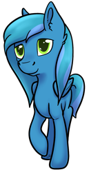 Size: 593x1152 | Tagged: safe, artist:safizejaart, oc, oc only, oc:thinker blue, pegasus, pony, pegasus oc, simple background, smiling, transparent background, two toned mane, two toned tail, wings