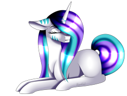Size: 1600x1200 | Tagged: safe, artist:minelvi, oc, oc only, pony, unicorn, eyes closed, hair over one eye, horn, looking back, lying down, prone, simple background, solo, transparent background, unicorn oc