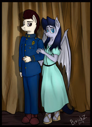 Size: 1300x1800 | Tagged: safe, artist:borsch-zebrovich, oc, bat pony, earth pony, anthro, unguligrade anthro, bat pony oc, bat wings, boots, clothes, dress, duet, family photo, female, male, mare, police, shoes, stallion, uniform, wings