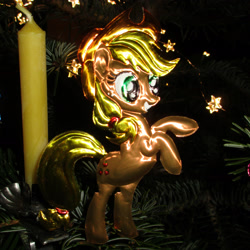 Size: 2382x2382 | Tagged: safe, artist:malte279, applejack, g4, christmas, christmas lights, christmas tree, craft, hearth's warming eve, high res, holiday, metal foil, relief, tree