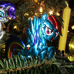 Size: 2406x2406 | Tagged: safe, artist:malte279, rainbow dash, g4, christmas, christmas lights, christmas tree, craft, hearth's warming eve, high res, holiday, metal foil, relief, tree