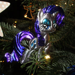 Size: 2736x2736 | Tagged: safe, artist:malte279, rarity, g4, christmas, christmas lights, christmas tree, craft, hearth's warming eve, high res, holiday, metal foil, relief, tree