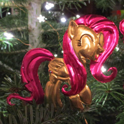 Size: 894x894 | Tagged: safe, alternate version, artist:malte279, fluttershy, g4, christmas, christmas lights, christmas tree, craft, hearth's warming eve, holiday, metal foil, relief, tree