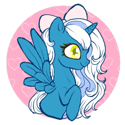 Size: 555x555 | Tagged: safe, artist:th3p1nkfr34k, oc, oc:fleurbelle, alicorn, pony, adorabelle, alicorn oc, bow, cute, female, hair bow, heart, horn, mare, simple background, transparent background, wingding eyes, wings, yellow eyes