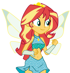Size: 1024x1065 | Tagged: safe, artist:emeraldblast63, sunset shimmer, fairy, human, equestria girls, g4, belly button, bloom (winx club), clothes, clothes swap, crown, fairy wings, fairyized, fingerless gloves, gloves, jewelry, magic winx, regalia, simple background, sleeveless, solo, transparent background, wings, winx, winx club, winxified