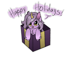 Size: 2500x2000 | Tagged: safe, oc, oc only, oc:nebula eclipse, bat pony, pony, bat pony oc, bat wings, christmas, commission, high res, holiday, present, simple background, solo, transparent background, wings, ych result