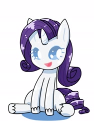 Size: 1440x1920 | Tagged: safe, artist:batipin, rarity, pony, unicorn, g4, chibi, cute, no nose, open mouth, raribetes, simple background, solo, white background