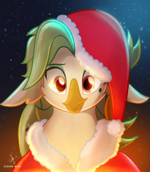 Size: 3077x3535 | Tagged: safe, artist:zidanemina, captain celaeno, avian, g4, my little pony: the movie, alternate clothes, alternate hairstyle, christmas, high res, holiday, looking at you, night, solo