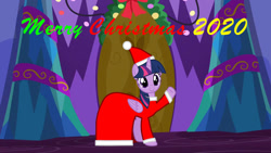 Size: 1024x576 | Tagged: safe, artist:cartoonmasterv3, twilight sparkle, alicorn, pony, g4, christmas, clothes, costume, hat, holiday, santa costume, santa hat, solo, twilight sparkle (alicorn)
