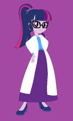 Size: 382x634 | Tagged: safe, artist:starman1999, sci-twi, twilight sparkle, equestria girls, g4, clothes, long skirt, purple background, simple background, skirt, solo, teacher