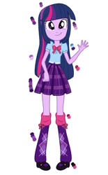 Size: 564x908 | Tagged: safe, twilight sparkle, equestria girls, g4, alternate clothes, argyle, bowtie, clothes, female, leggings, plaid skirt, pleated skirt, simple background, skirt, solo, white background