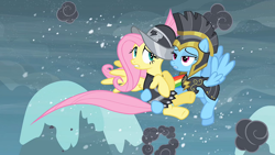 Size: 1920x1080 | Tagged: safe, screencap, commander hurricane, fluttershy, private pansy, rainbow dash, pegasus, pony, g4, hearth's warming eve (episode), female, mare