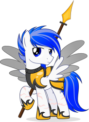 Size: 4871x6651 | Tagged: safe, artist:inaactive, oc, oc only, oc:silver blade, pegasus, pony, absurd resolution, armor, male, simple background, solo, spear, stallion, transparent background, weapon