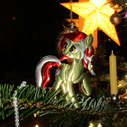 Size: 1024x1024 | Tagged: safe, artist:malte279, oc, oc:colonia, earth pony, pony, christmas, christmas lights, christmas tree, craft, earth pony oc, hearth's warming eve, holiday, metal foil, relief, tree