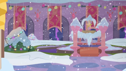 Size: 1280x720 | Tagged: artist needed, source needed, safe, screencap, g4, mystery voice, background, no pony, scenic ponyville, school of friendship, snow