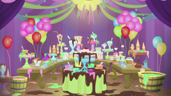 Size: 1280x720 | Tagged: safe, screencap, g4, interseason shorts, sundae sundae sundae, background, food, ice cream, melted, no pony, scenic ponyville