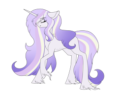 Size: 1600x1200 | Tagged: safe, artist:minelvi, oc, oc only, oc:wysteria, pony, unicorn, eyelashes, eyes closed, hoof fluff, horn, raised hoof, simple background, transparent background, unicorn oc