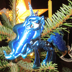 Size: 894x894 | Tagged: safe, alternate version, artist:malte279, princess luna, g4, christmas, christmas lights, christmas tree, craft, hearth's warming eve, holiday, metal foil, relief, tree