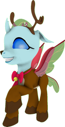 Size: 527x1032 | Tagged: safe, artist:rainofbladess, ocellus, changedling, changeling, deer, reindeer, g4, 3d, animal costume, christmas, costume, female, grin, holiday, looking at you, raised hoof, reindeer costume, simple background, smiling, smiling at you, solo, source filmmaker, spread wings, transparent background, wings