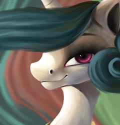 Size: 1280x1333 | Tagged: safe, artist:flower-lescence, princess celestia, alicorn, pony, g4, bust, female, lidded eyes, mare, portrait, smiling, solo