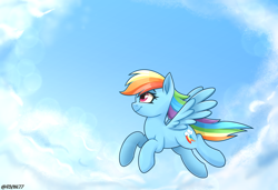 Size: 3800x2600 | Tagged: safe, artist:rivin177, rainbow dash, pegasus, pony, g4, cloud, female, flying, high res, mare, profile, sky, solo, spread wings, wings
