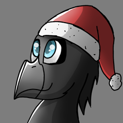 Size: 768x768 | Tagged: safe, artist:somber, oc, oc only, oc:corvus, griffon, christmas, cute, hat, holiday, male, santa hat, smiling, solo