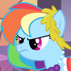 Size: 950x950 | Tagged: safe, screencap, rainbow dash, pegasus, pony, g4, the best night ever, cropped, female, frustrated, mare, reaction image, solo