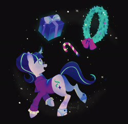 Size: 2048x2001 | Tagged: safe, artist:drjeksteinhj, snowfall frost, starlight glimmer, pony, unicorn, g4, clothes, glasses, high res, present, solo