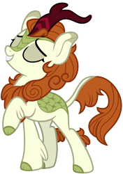 Size: 4000x5692 | Tagged: safe, artist:magnusmagnum, autumn blaze, kirin, g4, absurd resolution, cute, eyes closed, female, mare, raised hoof, sassy, simple background, smiling, solo, transparent background, vector