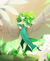 Size: 3000x3658 | Tagged: safe, artist:taiga-blackfield, oc, oc only, oc:eos, alicorn, anthro, unguligrade anthro, alicorn oc, high res, horn, solo, wings