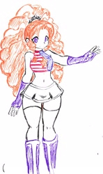 Size: 1655x2803 | Tagged: safe, artist:elgatosabio, adagio dazzle, equestria girls, g4, clothes, female, fingerless gloves, gloves, miniskirt, partial color, skirt, solo, traditional art
