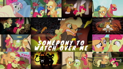 Size: 1986x1118 | Tagged: safe, edit, edited screencap, editor:quoterific, screencap, apple bloom, applejack, big macintosh, chimera sisters, granny smith, scootaloo, sweetie belle, chimera, g4, somepony to watch over me, cutie mark, cutie mark crusaders, multiple heads, three heads
